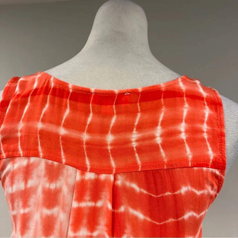 Umgee Asymmetrical Red and White Tie-Dye‎ sleeveless Dress small small